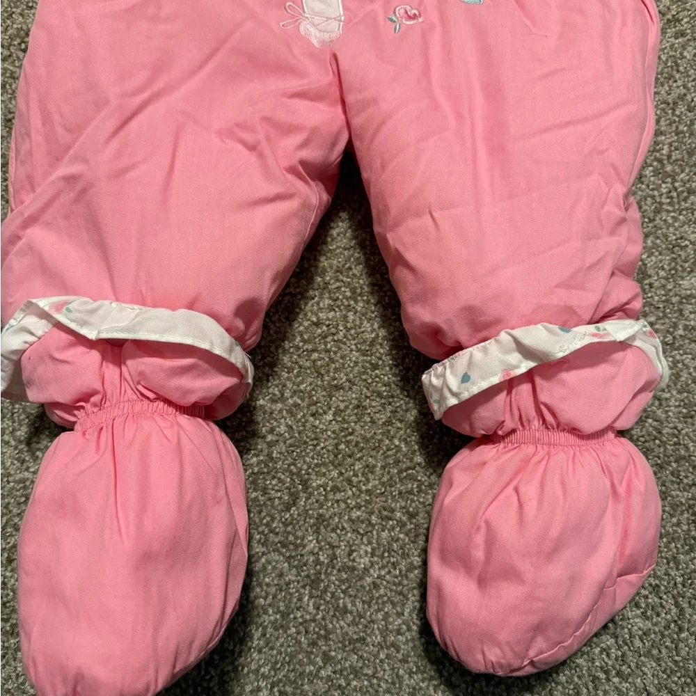 Baby Togs London Fog Pink Snowsuit 12M Ballet Bear Hooded